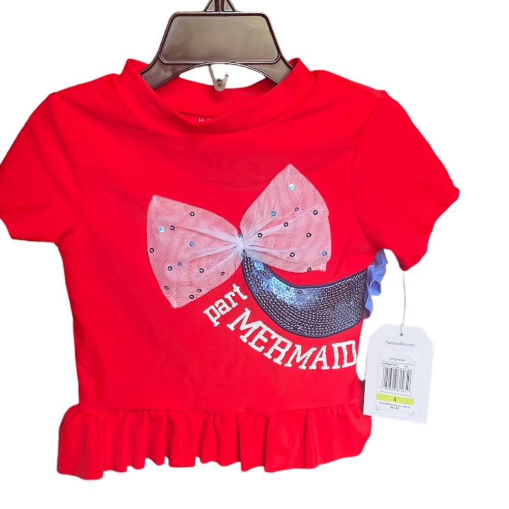 Flapdoodles Girls Swim Top Shirt Size 4 NWT